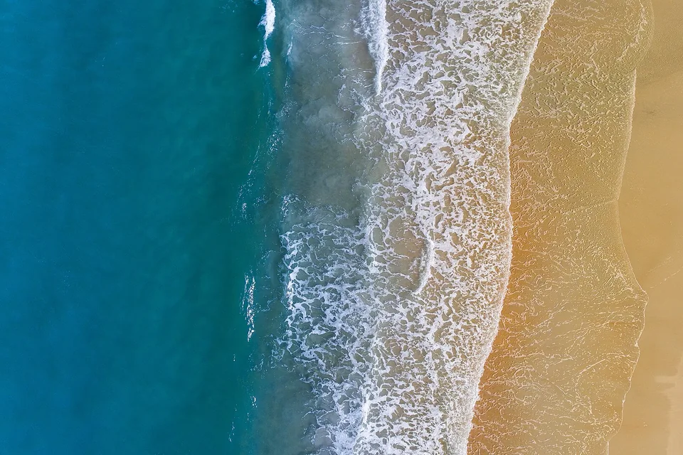 Aerial photograph of waves along the Palm Coast shoreline